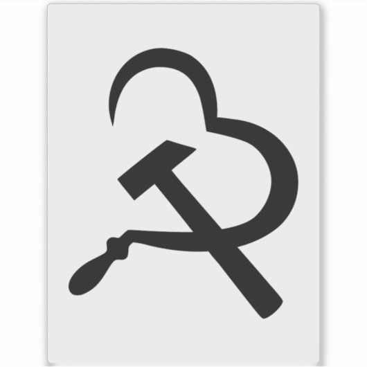 Sickle And Hammer, Heart, Love, Communism Sticker (Voorkant)