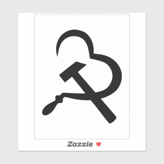 Sickle And Hammer, Heart, Love, Communism Sticker (Vel)