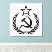 Sickle And Hammer, USSR, CCCP, Communism Canvas Afdruk (Insitu (Houten vloer))