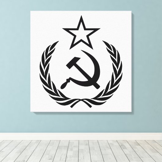 Sickle And Hammer, USSR, CCCP, Communism Canvas Afdruk (Insitu (Houten vloer))