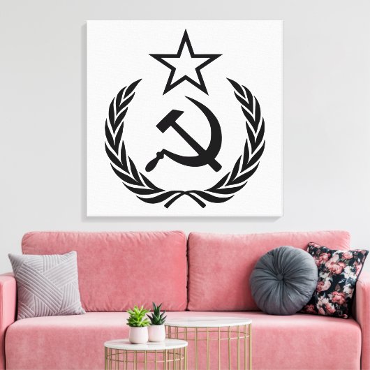 Sickle And Hammer, USSR, CCCP, Communism Canvas Afdruk (Insitu (Woonkamer))