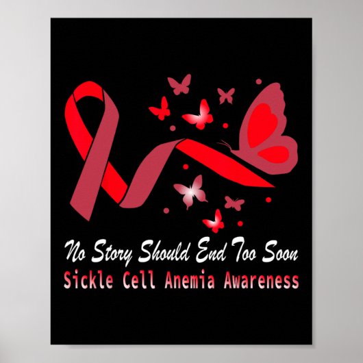 Sickle Cell Anemia Awareness Butterfly Support Red Poster (Voorkant)