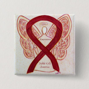 Sickle Cell Anemia Awareness Ribbon Angel Art Pins Vierkante Button 5,1 Cm