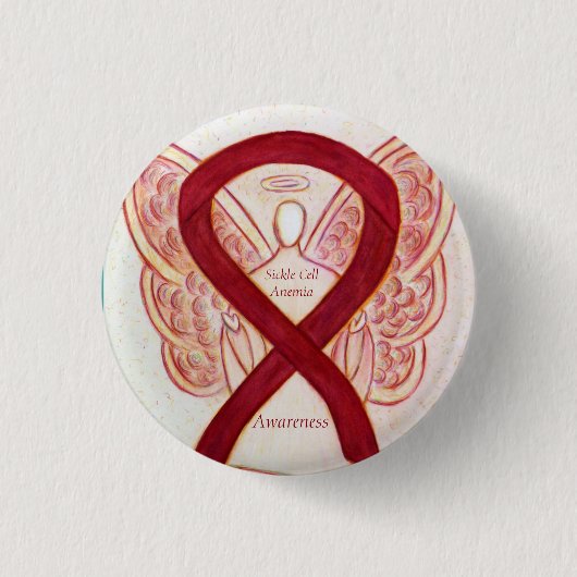 Sickle Cell Anemia Awareness Ribbon Angel Button (Voorkant)
