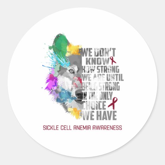 Sickle Cell Anemia Awareness Ribbon Support Giften Ronde Sticker (Voorkant)