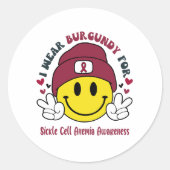 Sickle Cell Anemia Awareness Ribbon Support Giften Ronde Sticker (Voorkant)