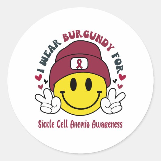 Sickle Cell Anemia Awareness Ribbon Support Giften Ronde Sticker (Voorkant)