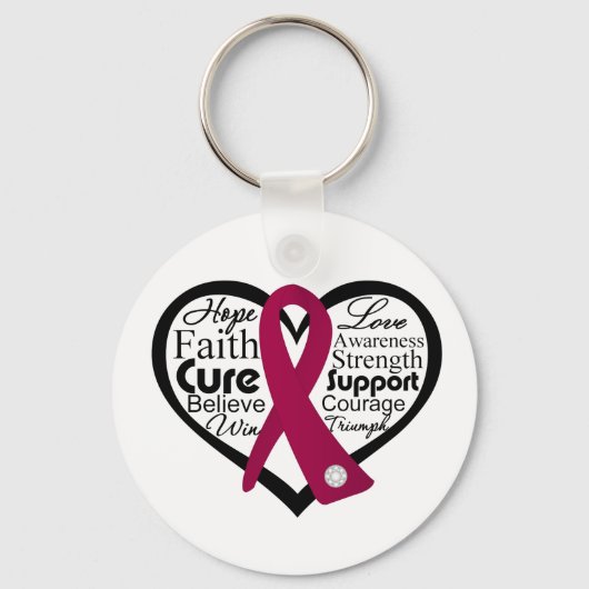 Sickle Cell Anemia Heart Ribbon Collage Sleutelhanger (Voorkant)