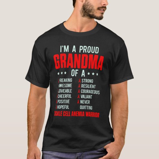 Sickle Cell Anemia Survivor Proud Grandma Anemic W T-shirt (Voorkant)