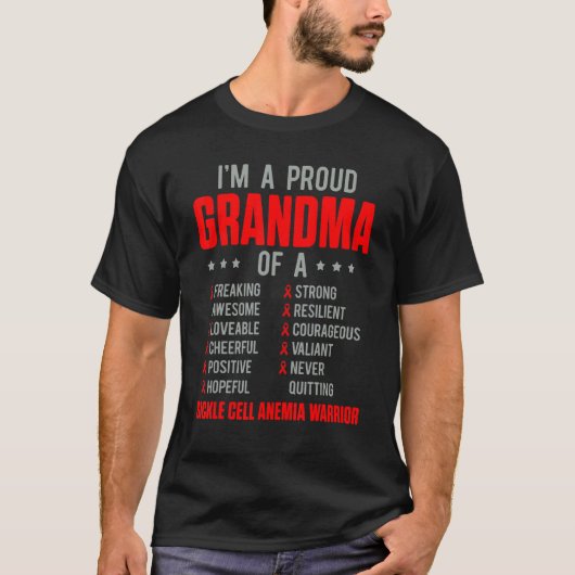 Sickle Cell Anemia Survivor Proud Grandma Anemic W T-shirt (Voorkant)