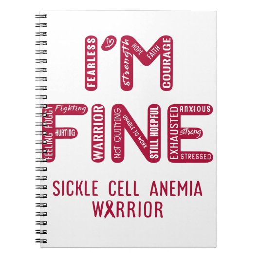 Sickle Cell Anemia Warrior - IK BEN FINE Notitieboek (Voorkant)