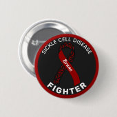 Sickle Cell Disease Fighter Ribbon Black Button (Voorkant /achterkant)