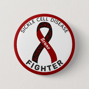 Sickle Cell Disease Fighter Ribbon White Button