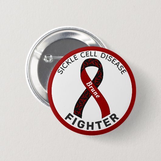 Sickle Cell Disease Fighter Ribbon White Button (Voorkant /achterkant)