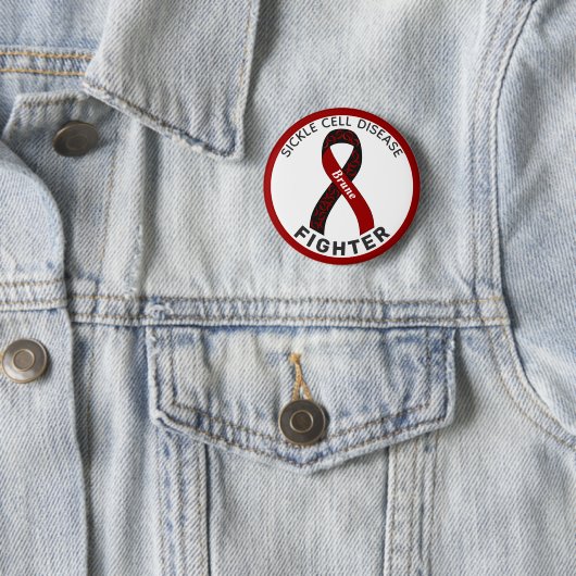 Sickle Cell Disease Fighter Ribbon White Button (In situ)
