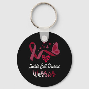 Sickle Cell Disease Warrior Butterfly Burgundy Rib Sleutelhanger