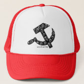 Sickle- en hamersymbool met schedels trucker pet (Voorkant)