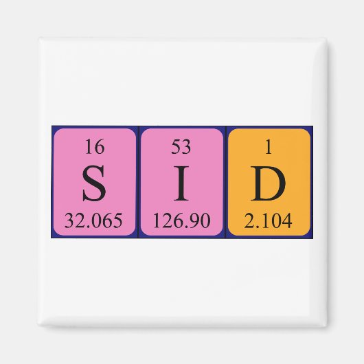 Sid periodiek table name magnet (Voorkant)