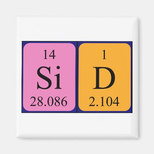 Sid periodiek table name magnet (Voorkant)