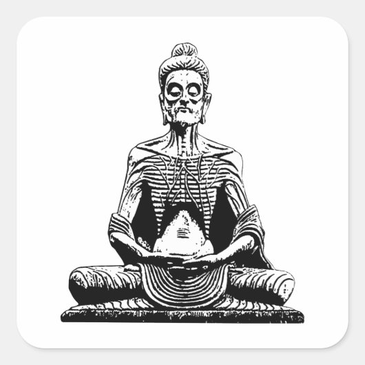 Siddhartha Fasting Buddha Meditating Vierkante Sticker (Voorkant)