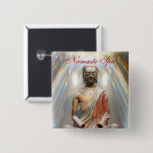 Siddhartha Gautama Statue Vierkante Button 5,1 Cm (Voorkant /achterkant)