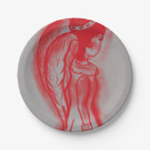 Side Angel in het rood Papieren Bordje (Voorkant)