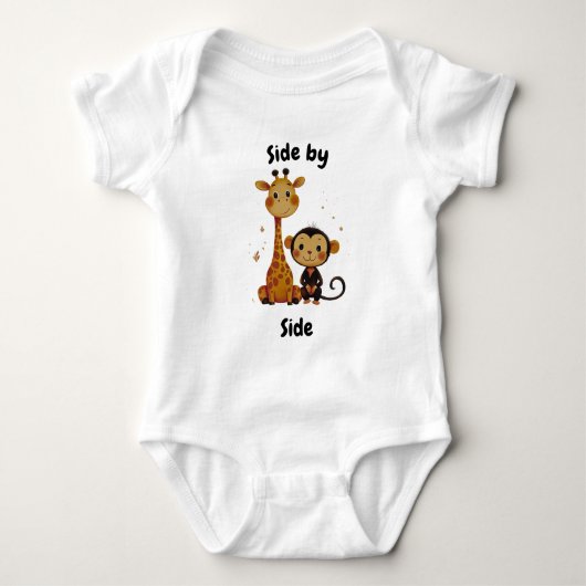 Side by Side Giraffe and Monkey - Schattigee vrien Romper (Voorkant)