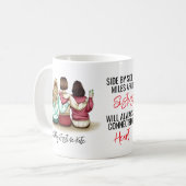 Side by Side of Miles Apart Sisters Verbonden Koffiemok (Voorkant links)