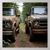 Side-by-Side Truck Race Poster (Voorkant)