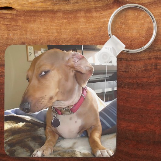 Side Eye Dog Meme Dubbelzijdige Sleutelhanger (Achterkant)