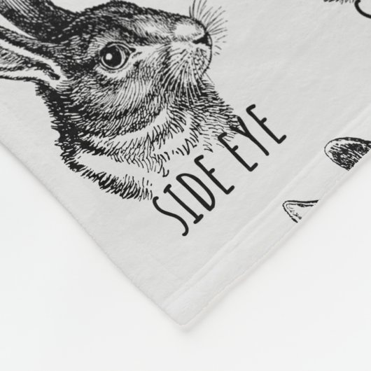 Side Eye Funny Bunny Fleece Deken (Hoek)