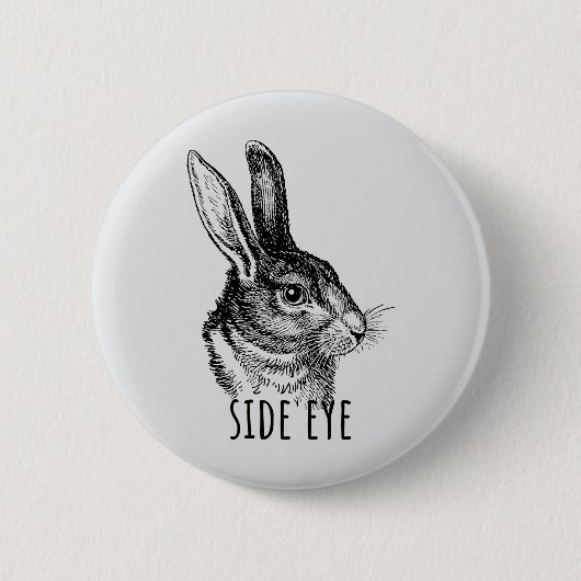 Side Eye Funny Bunny Ronde Button 5,7 Cm (Voorkant)