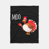 Side Eye Moo Turkey Funny Thanksgiving Autumn Fall Fleece Deken (Voorkant)