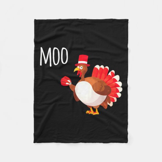 Side Eye Moo Turkey Funny Thanksgiving Autumn Fall Fleece Deken (Voorkant)