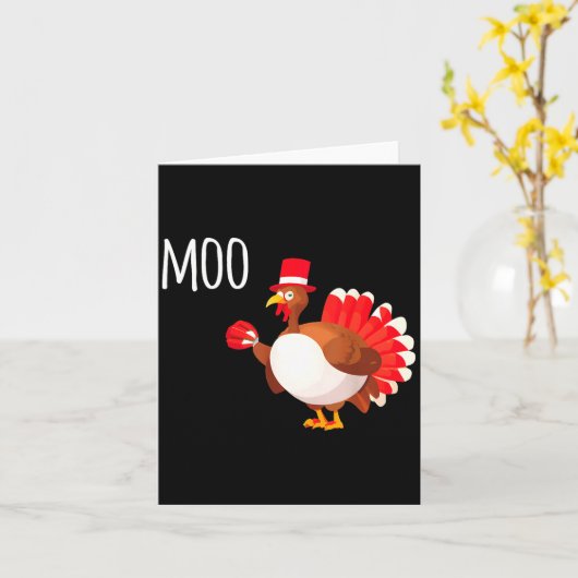 Side Eye Moo Turkey Funny Thanksgiving Autumn Fall Kaart (Gele Bloem)