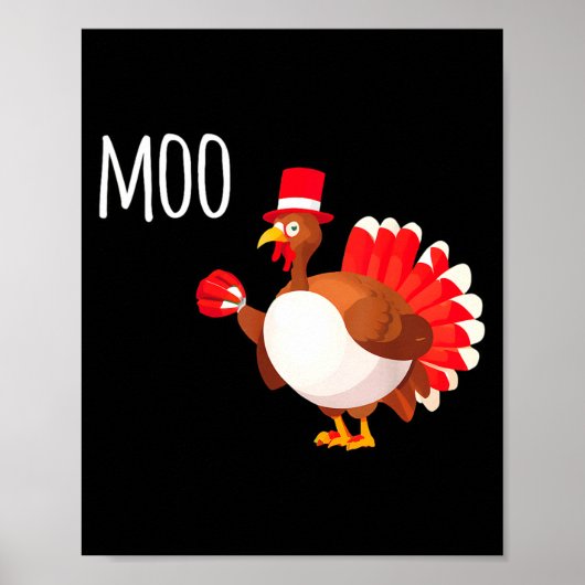 Side Eye Moo Turkey Funny Thanksgiving Autumn Fall Poster (Voorkant)