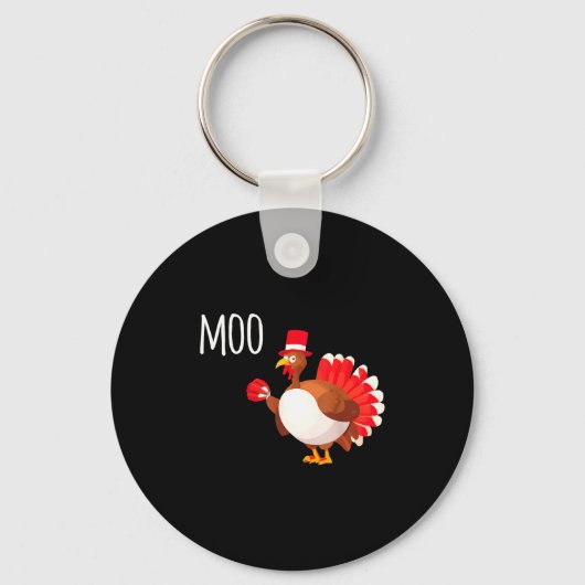 Side Eye Moo Turkey Funny Thanksgiving Autumn Fall Sleutelhanger (Voorkant)