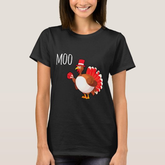 Side Eye Moo Turkey Funny Thanksgiving Autumn Fall T-shirt (Voorkant)