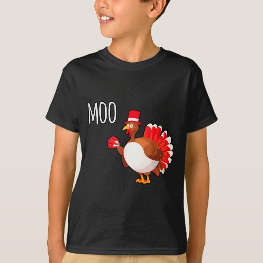 Side Eye Moo Turkey Funny Thanksgiving Autumn Fall T-shirt (Voorkant)