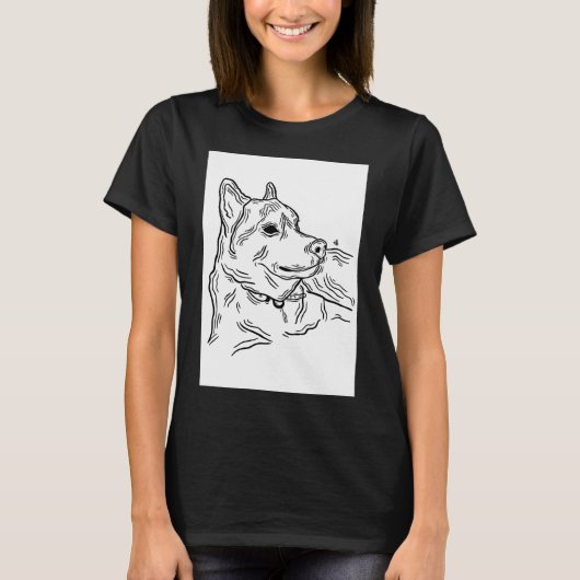 Side Husky Illustration Animal Art Long T-shirt (Voorkant)