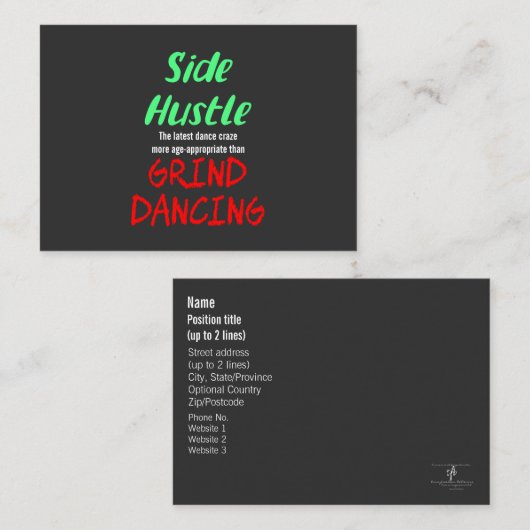 Side Hustle vs. Grind Dancing Neon Green Text Visitekaartje (Voorkant / Achterkant)