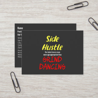 Side Hustle vs. Grind Dancing Neon Yellow Text Visitekaartje