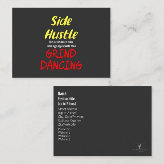 Side Hustle vs. Grind Dancing Neon Yellow Text Visitekaartje (Voorkant / Achterkant)