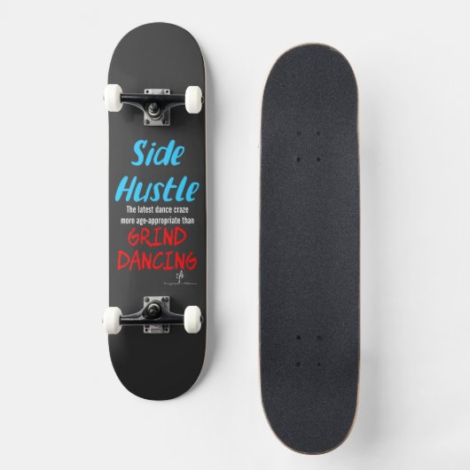 Side Hustle vs. Grind Dansend Neon Blue Text Persoonlijk Skateboard (Voorkant)