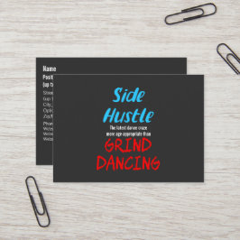Side Hustle vs. Grind Dansend Neon Blue Text Visitekaartje