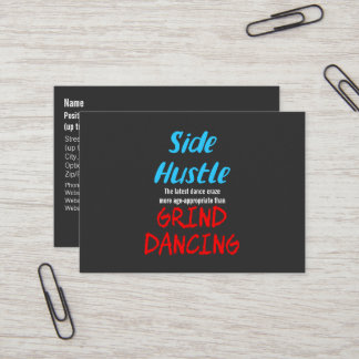Side Hustle vs. Grind Dansend Neon Blue Text Visitekaartje