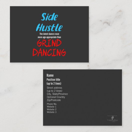 Side Hustle vs. Grind Dansend Neon Blue Text Visitekaartje (Voorkant / Achterkant)