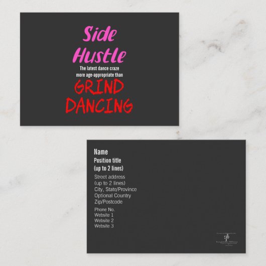 Side Hustle vs. Grind Dansend Neon Pink Text Visitekaartje (Voorkant / Achterkant)