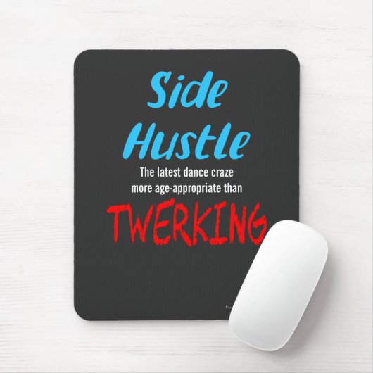 Side Hustle vs. Twerk Neon Blue Text Muismat (Met muis)