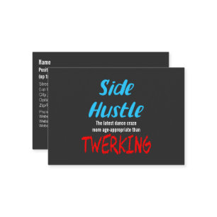 Side Hustle vs. Twerk Neon Blue Text Visitekaartje